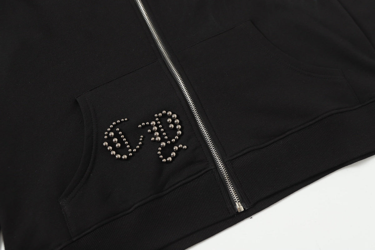 Chrome Hearts Rhinestone Cross Hoodie - Black Gothic Streetwear 2633